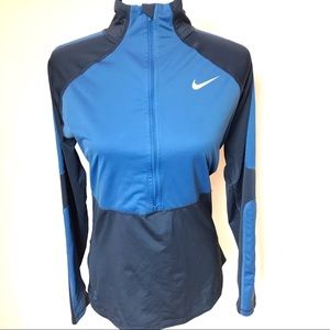 Nike Pro-Dri Fit 3/4 Zip Long Sleeve Pullover BlueTop Size:Large